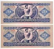1975. 20Ft (2x) sorszámkövetők, "C812 162466 - C812 162467" T:I / Hungary 1975. 20 Forint ...