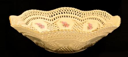 Amadeus virágmintás áttört fajansz tál és virágmintás bonbonier, 2 db, matricás, jelzett, hibátlan, ...