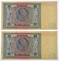 Németország / Weimari Köztársaság 1929. 10M (2x) sorszámkövetők, "C 03234982 - C 03234983"...