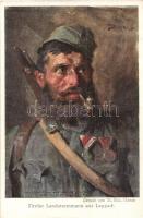 Tiroler Landsturmmann aus Lappach. Tiroler Landesverteidiger / K.u.K. military art postcard s: Thomas Riss (Rb)