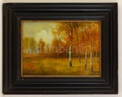 Markó Ernő (1868-1945): Nyírfák- Olaj, karton, jelzett, üvegezett keretben, 33×48 cm