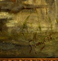 K. Spányi Béla (1852-1914): Lápos táj kőhíddal. Olaj, vászon, jelzett, keretben, 55×68 cm