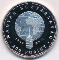 1992. 200Ft Ag "Veszélyeztetett állatvilág - Gólya" T:PP patina Adamo EM126