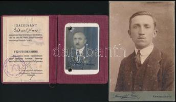 cca 1900-1945 Képviselői igazolvány fényképpel és 2 db keményhátú műtermi fotó kaposvári és nagykani...