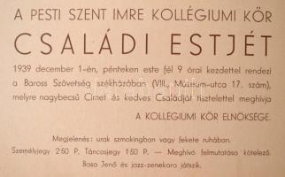 cca 1938-40 9 db meghívó medikus és egyéb táncestélyre