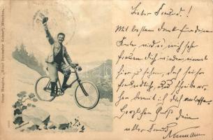 1900 Man on bicycle. Oscar Hoegler Hotel Deutscher Kaiser (EK)