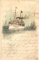 1898 SMY Hohenzollern, German Imperial Navy yacht (Kaiserliche Marine). Missner & Buch Marinepostkarten Serie 1000. litho (wet corner)