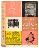 Kaesz Gyula: Ismerjük meg a bútorstílusokat. Bp., 1962, Gondolat. Első kiadás. Kiadói egészvászon-kötésben, kiadói kissé szakadozott papír védőborítóban, jó állapotban.