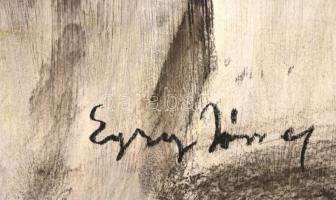 Egry jelzéssel: Ülő férfi. Szén, papír, szakadással, gyűrődéssel, felcsavarva, 90×70 cm