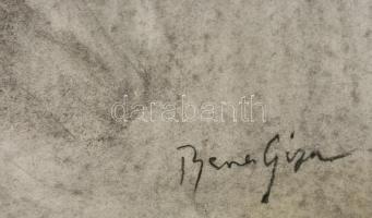 Bene jelzéssel: Elmosodó alak. Szén, papír, gyűrődéssel, felcsavarva, 90×70 cm