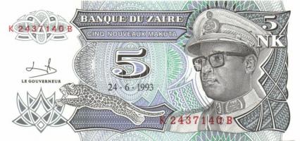 Zaire 1985. 5Z + 1988. 50Z + 1993. 1NM, 5NM, 1NZ, 5NZ, 10NZ 2klf db, 50NZ  T:I Összesen 9klf db!