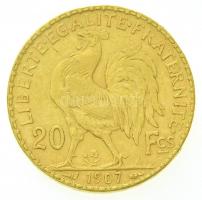 Franciaország 1907. 20Fr Au "LIBERTÉ ÉGALITÉ FRATERNITÉ" utánveret (6,33g/0.900) T:2,2- / ...