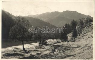 1936 Brassópojána, Pojána, Schulerau, Poiana Brasov; út / road. photo + 1936 IV. Jamboree A Cercetasilor Romaniei Poiana-Brasov So. Stpl. (román cserkész jamboree / Romanian scout boy gathering) (EK)