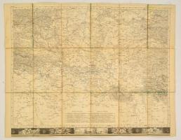 cca 1820-1840 A Délvidék térképe (Pétervárad és környéke), lépték nélkül, vászonra kasírozva, 61×78,5 cm