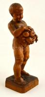 A. Krüger jelzéssel: Fiú gyümölcsökkel. Faragott fa, talapzattal, m:40 cm