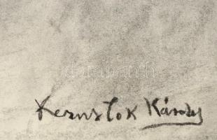 Kernstok jelzéssel: Elmosodó ülő alak. Szén, papír, gyűrődéssel, felcsavarva, 90×70 cm