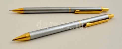 Grafo golyóstoll, hozzá illő töltőceruzával (Gold plated 24K), műanyag tokban, h: 13,5 cm