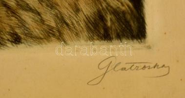 Glatz Oszkár(1872-1958)-Prihoda István (1891-1956): Betűvetés, színezett rézkarc, papír, jelzett, 34...