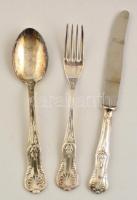 12 személyes ezüstözött alpakka evőeszköz készlet, jelzett, eredeti dobozában, összesen: 51 db