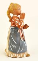 Kovács Margit (1902-1977): Cseresznyéző lány, festett, mázas terrakotta, jelzett, hibátlan, m: 25 cm