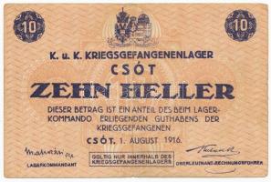 Csót / Hadifogolytábor 1916. augusztus 1. 10f számozás nélkül, aláírással T:III