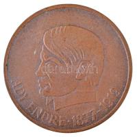 DN Ady Endre 1877-1919 Br emlékérem (78g/60mm) T:1-,2 / Hungary Endre Ady 1877-1919 Br commemorative medallion (78g/60mm) C:AU,XF