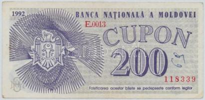 Moldova 1992. 200 Cupon Moldovai Nemzeti Bank utalvány T:III Moldova 1992. 200 Cupon Moldovian National Bank coupon C:F Krause 2