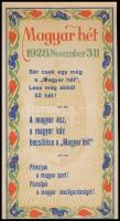 1928 Magyar hét, magyar ipart támogató reklám cédula, 15x8 cm