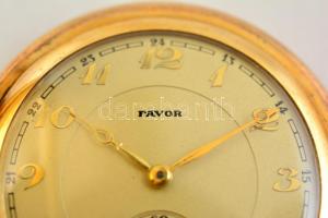 Favor mechanikus aranyozott fém zsebóra. Másodpercmutatóval, szép számlappal, működő jó állapotban /...