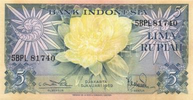 Indonézia 1956. 1R + 2 1/2R pár! + 1959. 5R + 1961. 1R + 2 1/2R pár! + 1984. 100R + 1987. 1000R T:I ...