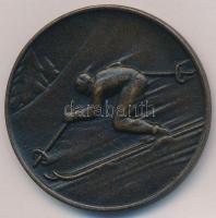 ~1953. Budapesti Testnevelési és Sportbizottság kétoldalas, síelőt ábrázoló Br díjérem, hátlapon gravírozva BP. FFI. IFJ. MÜLESIKLÓ BAJN. III. 1953 (43mm) T:2