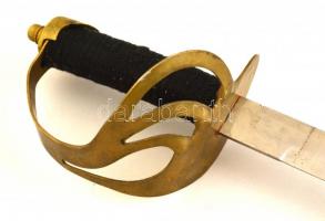 Régi díszkard, rozsdás hüvellyel és markolattal, a pengén kis lepattanásokkal, pengehossz: 86 cm, te...