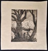 Imre István (1918-1983): Elszáradt fa. Rézkarc, papír, jelzett,27,5×21,5 cm