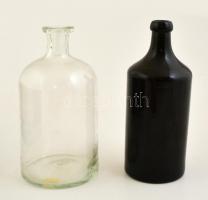 cca 1900 huta palack (2db) , csorba nélkül, m:21 cm (2×)