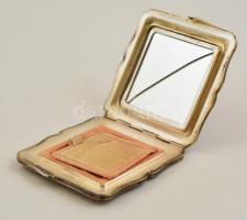 Jelzett ezüst púdertartó szelence virág díszítéssel / Silver pudrie bruttó: 79 g, 7x7,5 cm