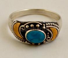 Ezüst(Ag) gyűrű, türkiz kővel, jelzett, méret: 56, bruttó: 2,8 g / Silver ring with turqoise gem 2,8 g