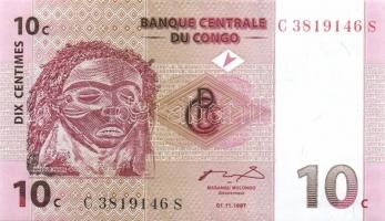 Kongó 1997. 1c, 5c, 10c, 20c, 50c + 2003. 10Fr, 20Fr T:I Összesen 7klf db!