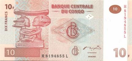 Kongó 1997. 1c, 5c, 10c, 20c, 50c + 2003. 10Fr, 20Fr T:I Összesen 7klf db!