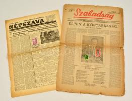 1946, 1949 Népszava és a Szabadság című újságok 1-1 száma