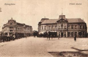Nyíregyháza, Fő tér, Takarékpénztár palota, Szarvady Mihály üzlete, borbély és fodrász szalon (EK)
