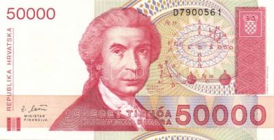 Horvátország 1991-93. 1D, 5D, 10D, 25D, 100D, 50.000D, 100.000D T:I Összesen 7klf db!