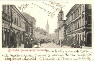 1900 Székesfehérvár, Nádor utca, Café Elite kávéház, üzletek. Kiadja Klökner Péter 22. sz. (EK)