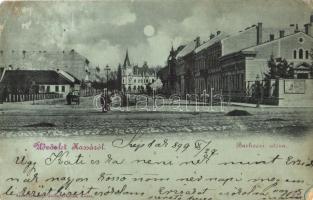 1899 Kassa, Kosice; Bérkocsi utca / street view (ázott / wet damage)