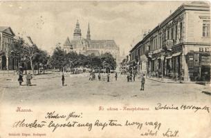 Kassa, Kosice; Fő utca, üzletek / main street with shops (kicsit ázott sarok / slightly wet corner)