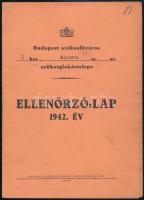 1942 Budapest Székesfőváros Auguszta telep Munkaszolgáltatás megváltását igazoló jegyfüzet, bélyegek...