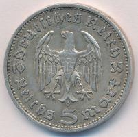 Német Harmadik Birodalom 1935F 5M Ag "Hindenburg" T:2  
German Third Reich 1935F 5 Marks ...