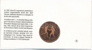 1992. "Barcelona - Magyar csapat" emlékérem bélyeges borítékon, elsőnapi bélyegzéssel, &qu...