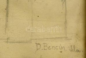 Benczúr jelzéssel: Kastély. Ceruza, papír, üvegezett keretben, 23×27 cm