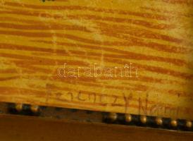 Ferenczy jelzéssel: Kerti munka.Vegyes technika, papír,  üvegezett keretben, 16×22 cm