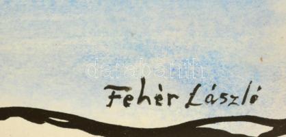 Fehér jelzéssel: Vízimalom. Tus-akvarell, papír, üvegezett keretben, 70×50 cm